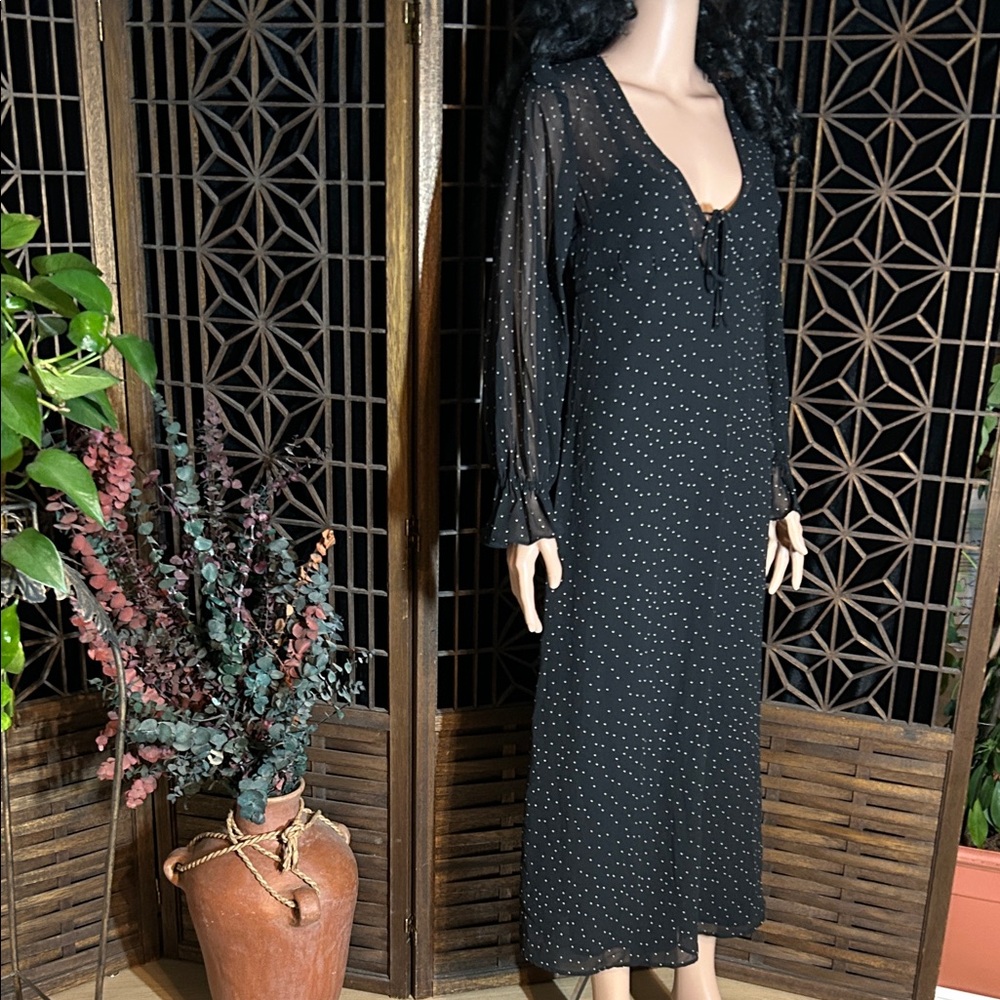 NWOT A NEW DAY BLACK SHEER DRESS WITH FULL CAMISOLE XS